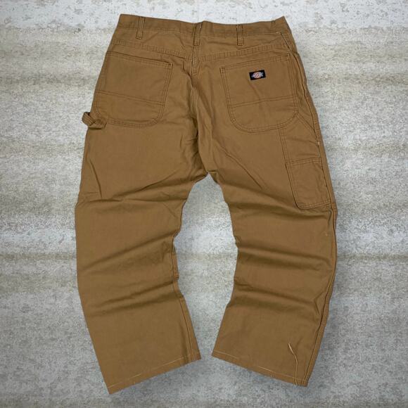 Vintage Dickies Carpenter Pants Tan Canvas Baggy Wide Leg Dungarees Painters 90s